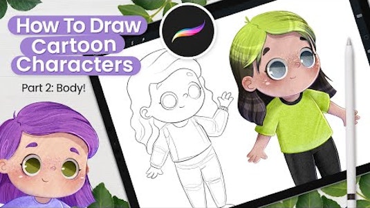 Free Online Course: How To Draw Cartoon Characters (Body) • Cute Art •  Procreate Tutorial from YouTube | Class Central
