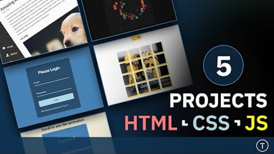 Free Online Course: 5 HTML, CSS & JS Mini Projects - Scroll Animation,  Rotating Navigation, Drag Events, etc from YouTube | Class Central