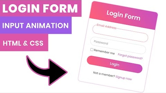 Free Online Course: Login Form With Floating Label Animation, Input Animation CSS, Label Animation, Code4education from